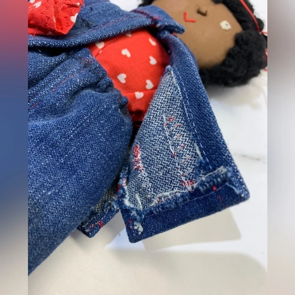 Vintage HANDMADE 11” Black African American Cloth Rag Doll Folk Art Provenance